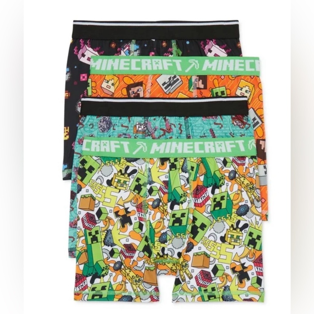 Minecraft Boys Boxer Brief Underwear, 4-Pack